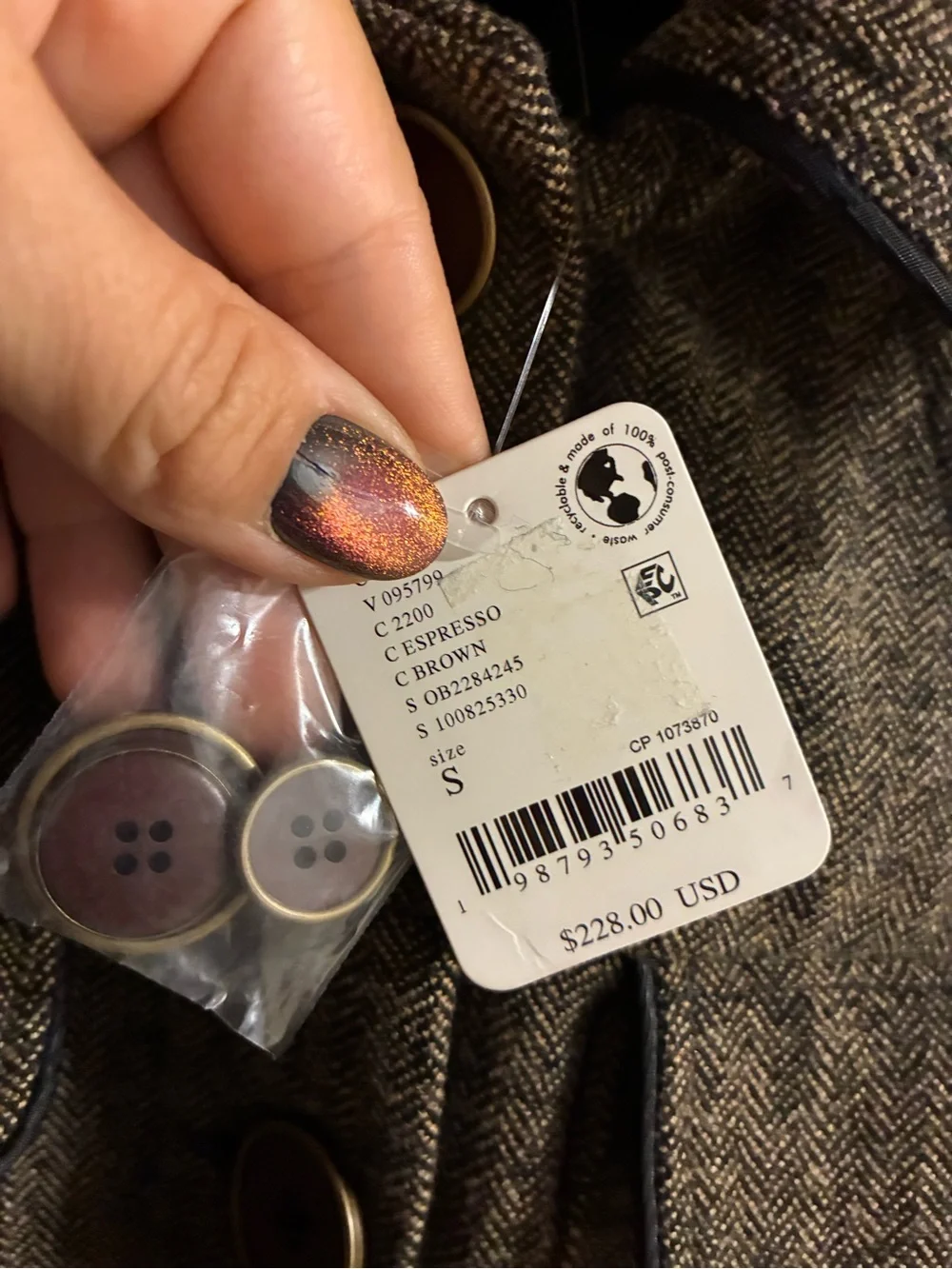 Free People Renaux Herringbone Officer Jacket